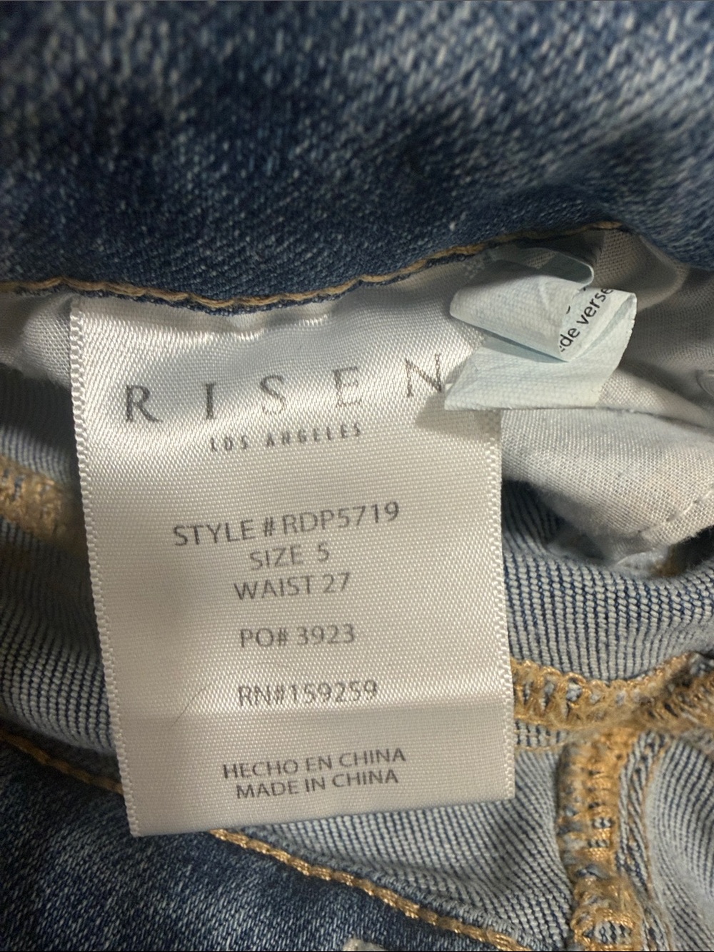High-Rise Wide Leg Cuffed Jeans in Light Blue Denim - Picture 5 of 5